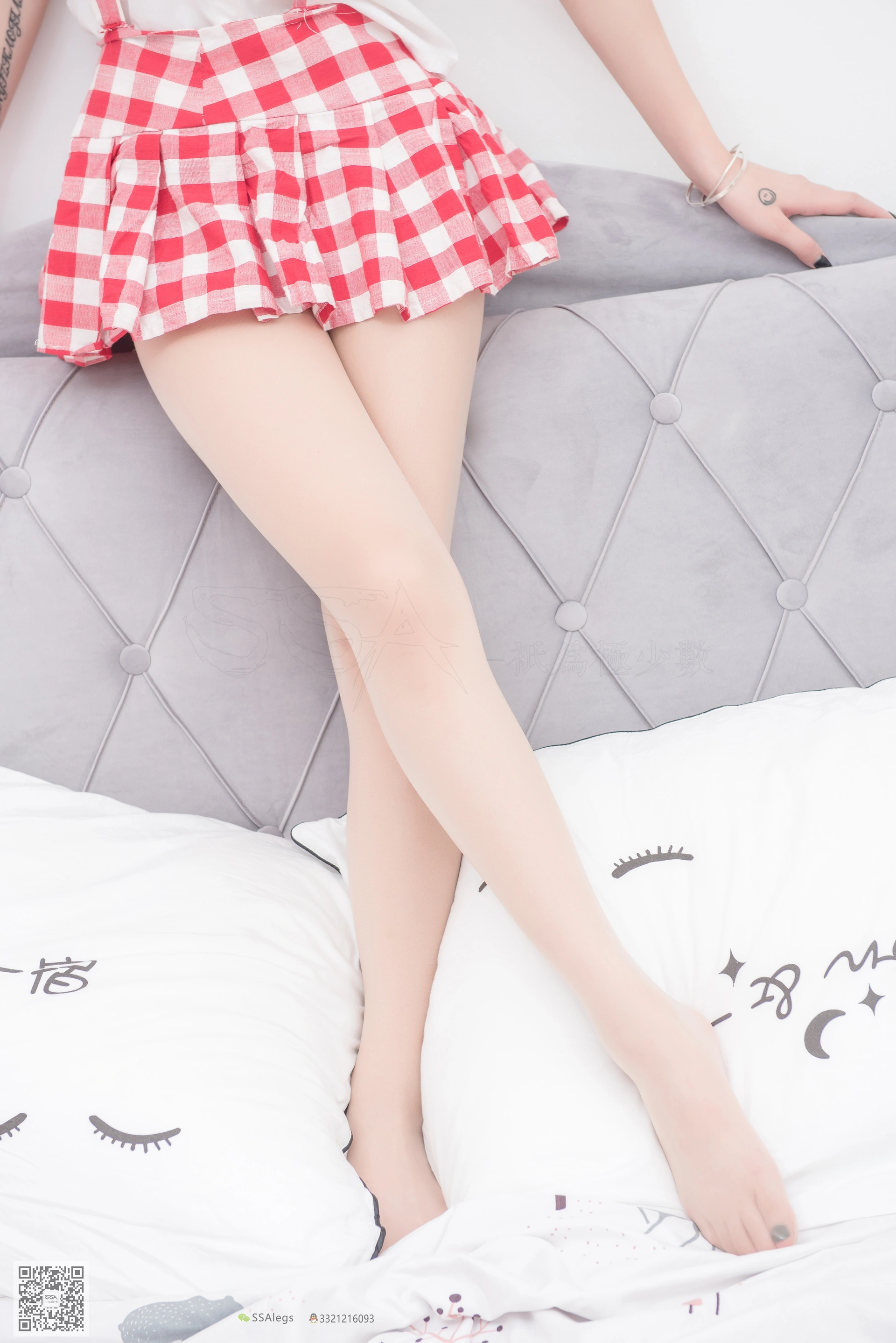 SSA丝社 超清写真 NO.033 大大 红白格子齐臀超短裙肉丝[99P-809MB]