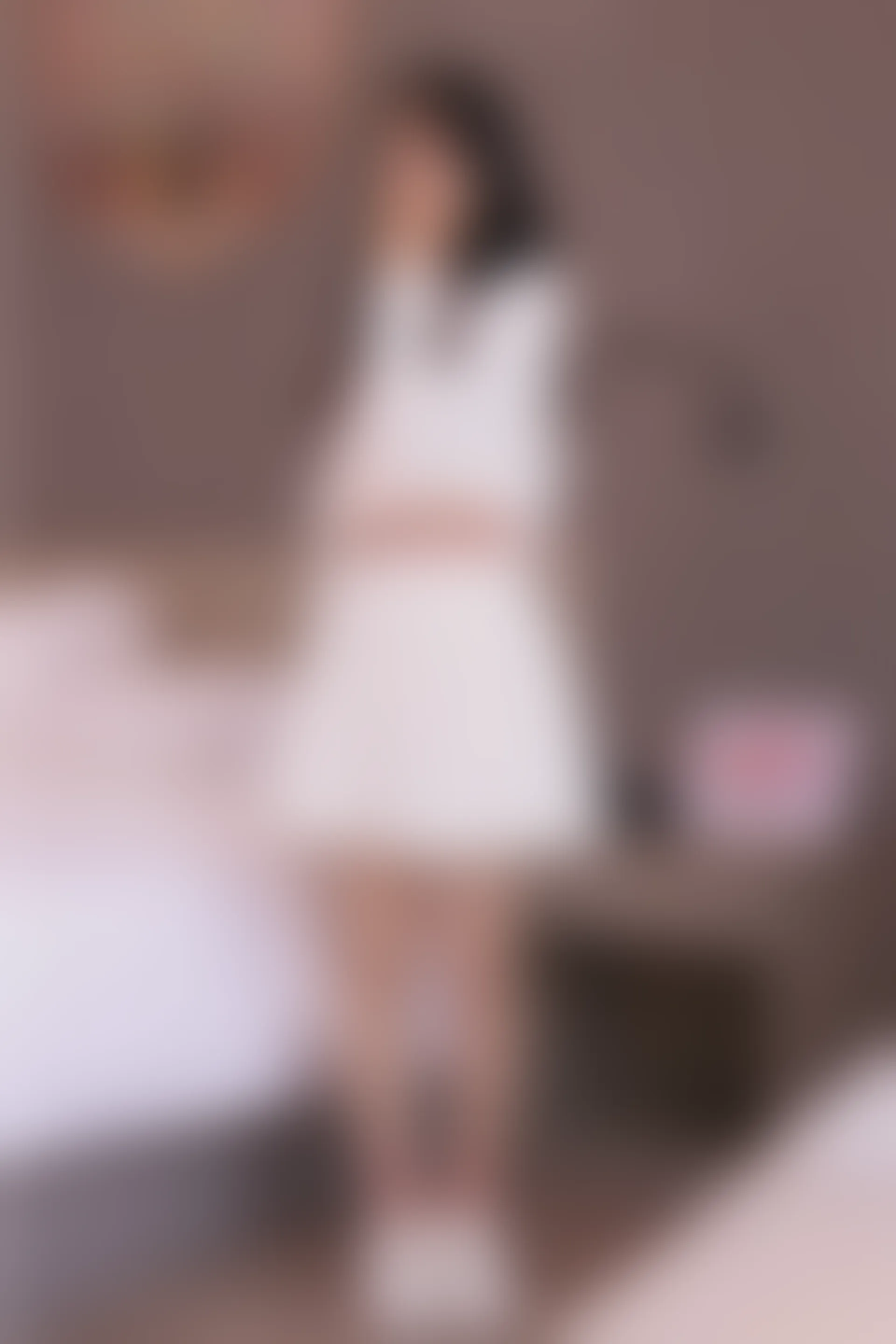 初夏女神 NO.012 沙沙~S码粉白色套搭配小白鞋[104P-1V-6.4G]
