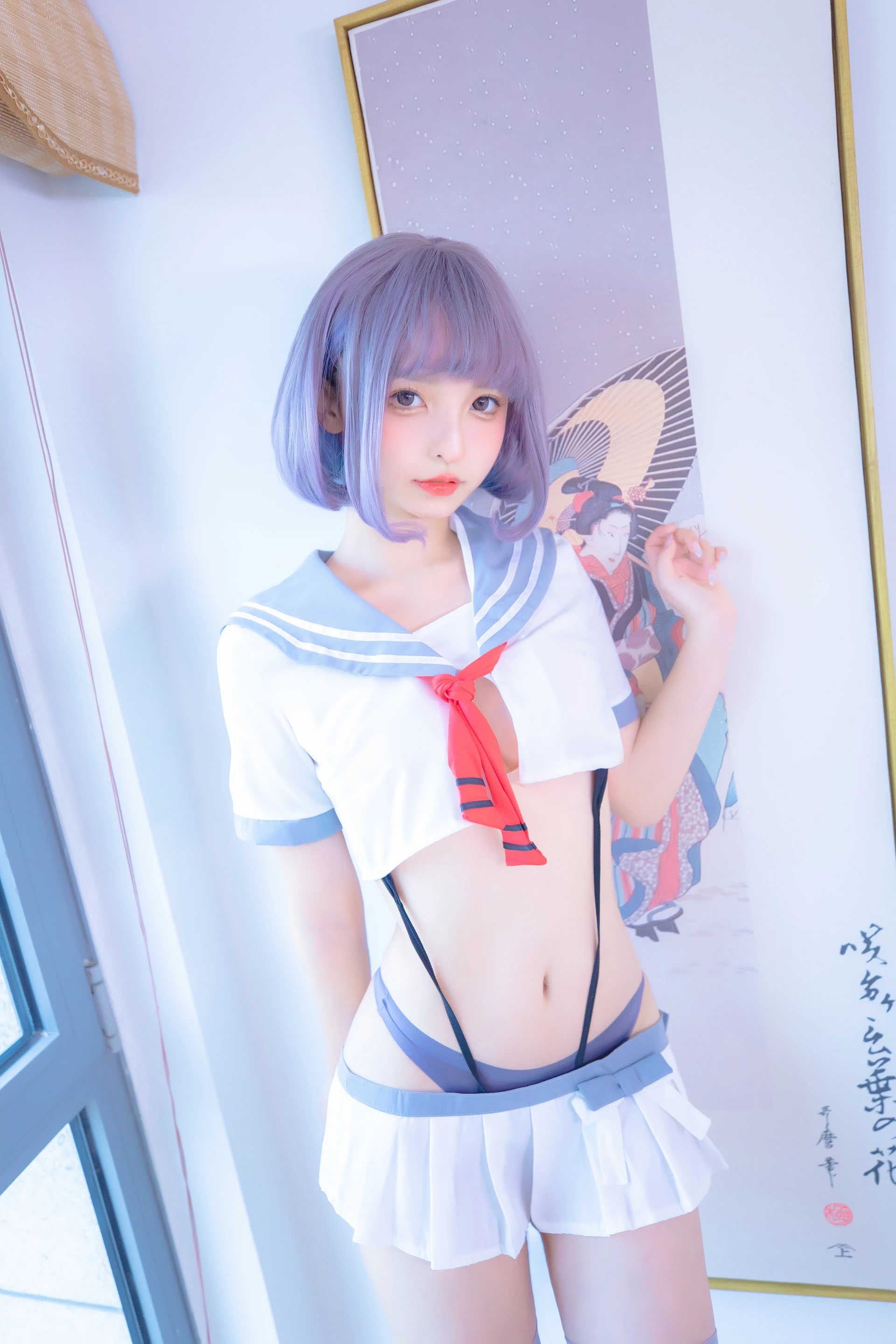 神楽坂真冬 第四季 序号4：《灰丝吊带JK》 [75P-201MB]JK制服, 内衣, 白丝, 神楽坂真冬, 美腿, 美足, 高跟鞋