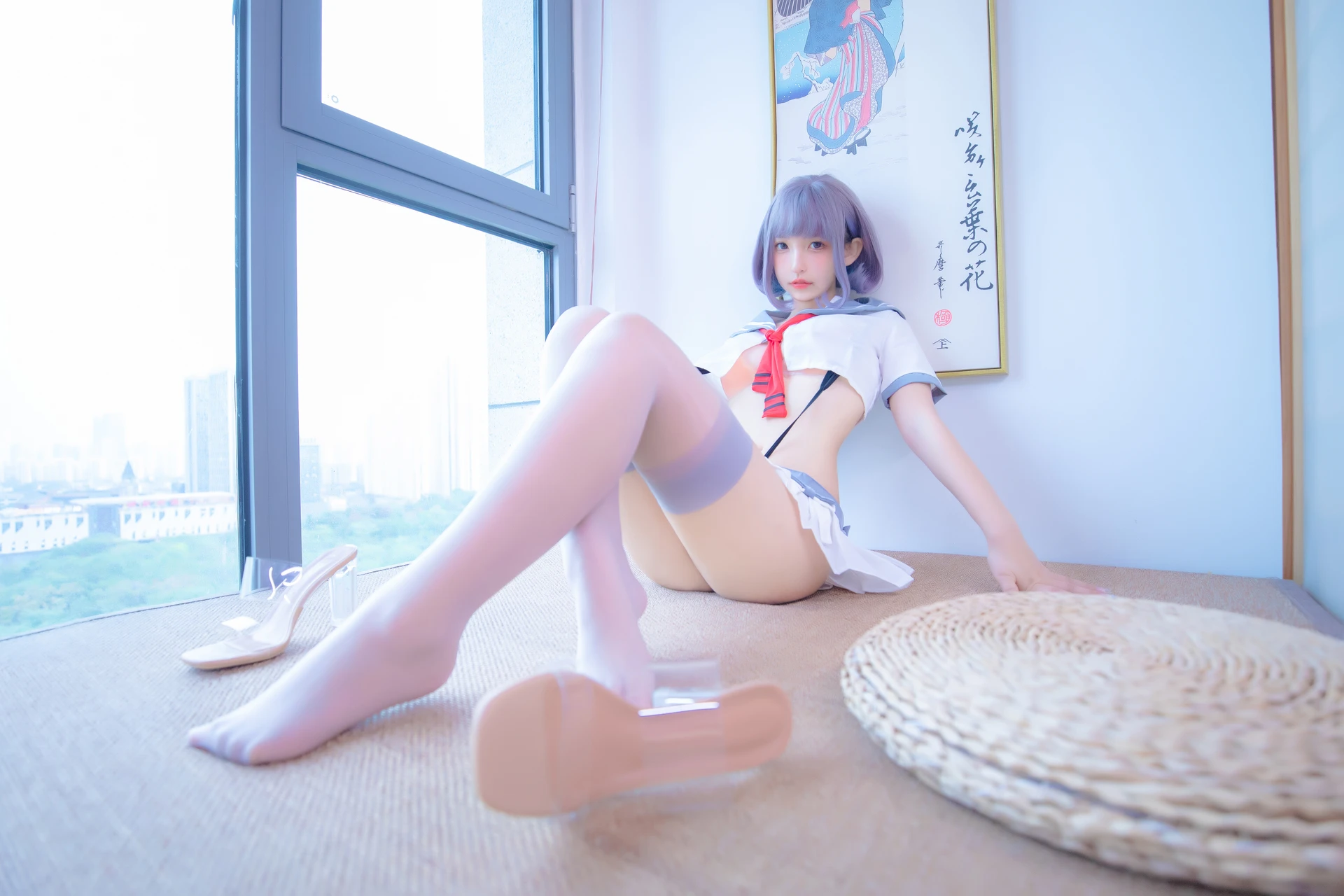 神楽坂真冬 第四季 序号4：《灰丝吊带JK》 [75P-201MB]JK制服, 内衣, 白丝, 神楽坂真冬, 美腿, 美足, 高跟鞋