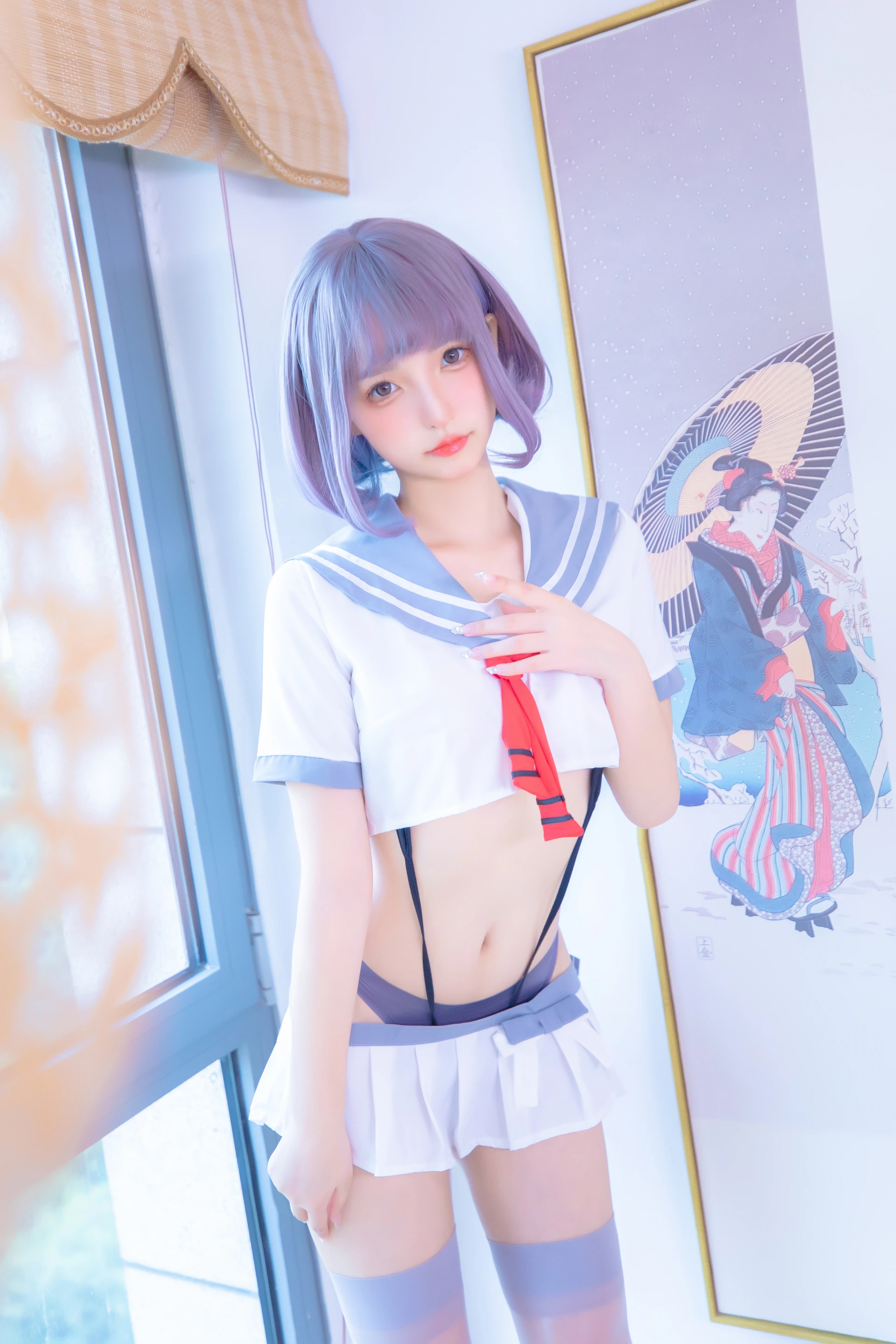 神楽坂真冬 第四季 序号4：《灰丝吊带JK》 [75P-201MB]JK制服, 内衣, 白丝, 神楽坂真冬, 美腿, 美足, 高跟鞋