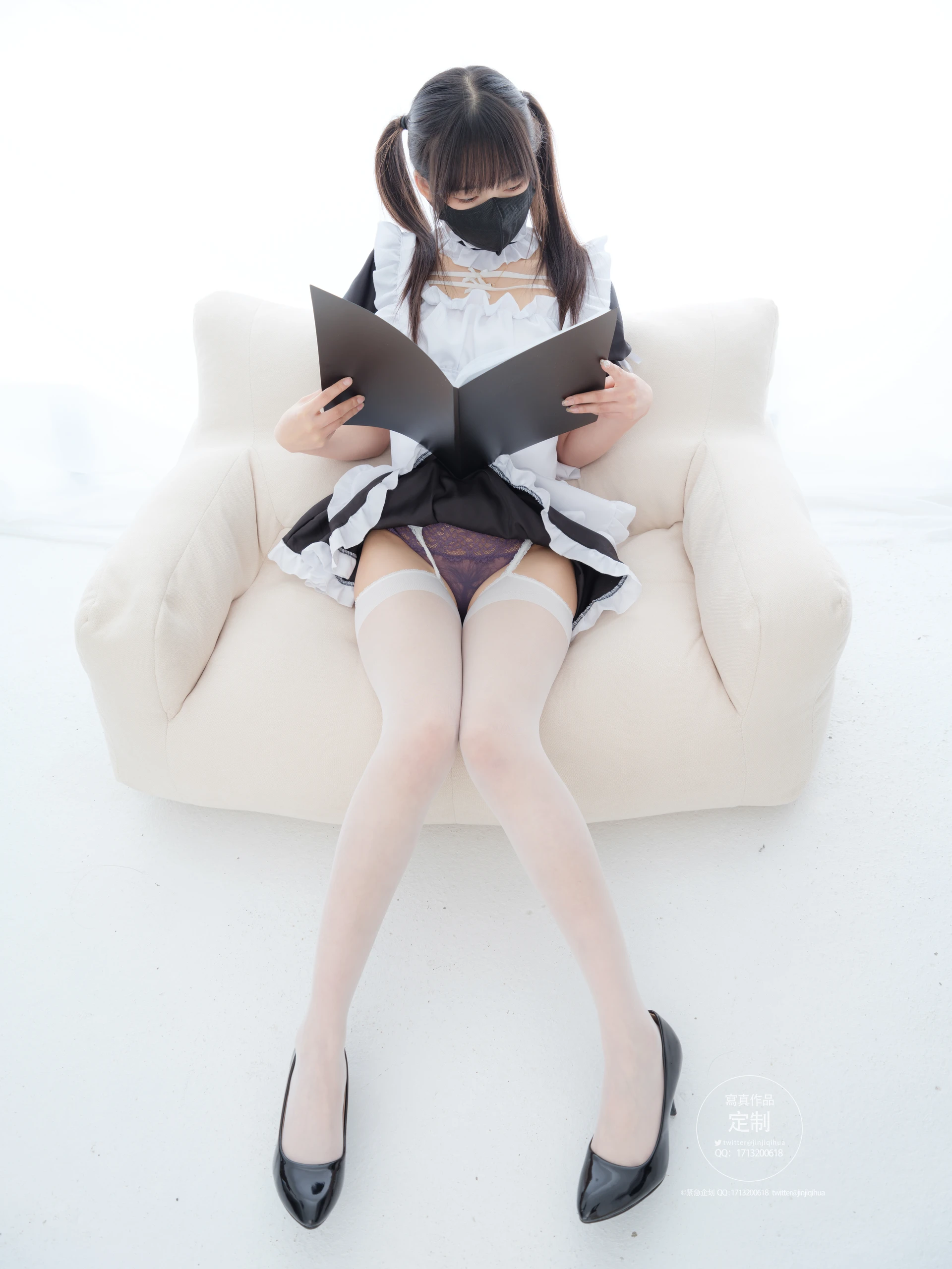 紧急企划 EX.003 见希w 双马尾白丝女仆 [46P-1.02GB]双马尾, 女仆, 白丝, 紧急企划, 美腿, 美足, 见希w