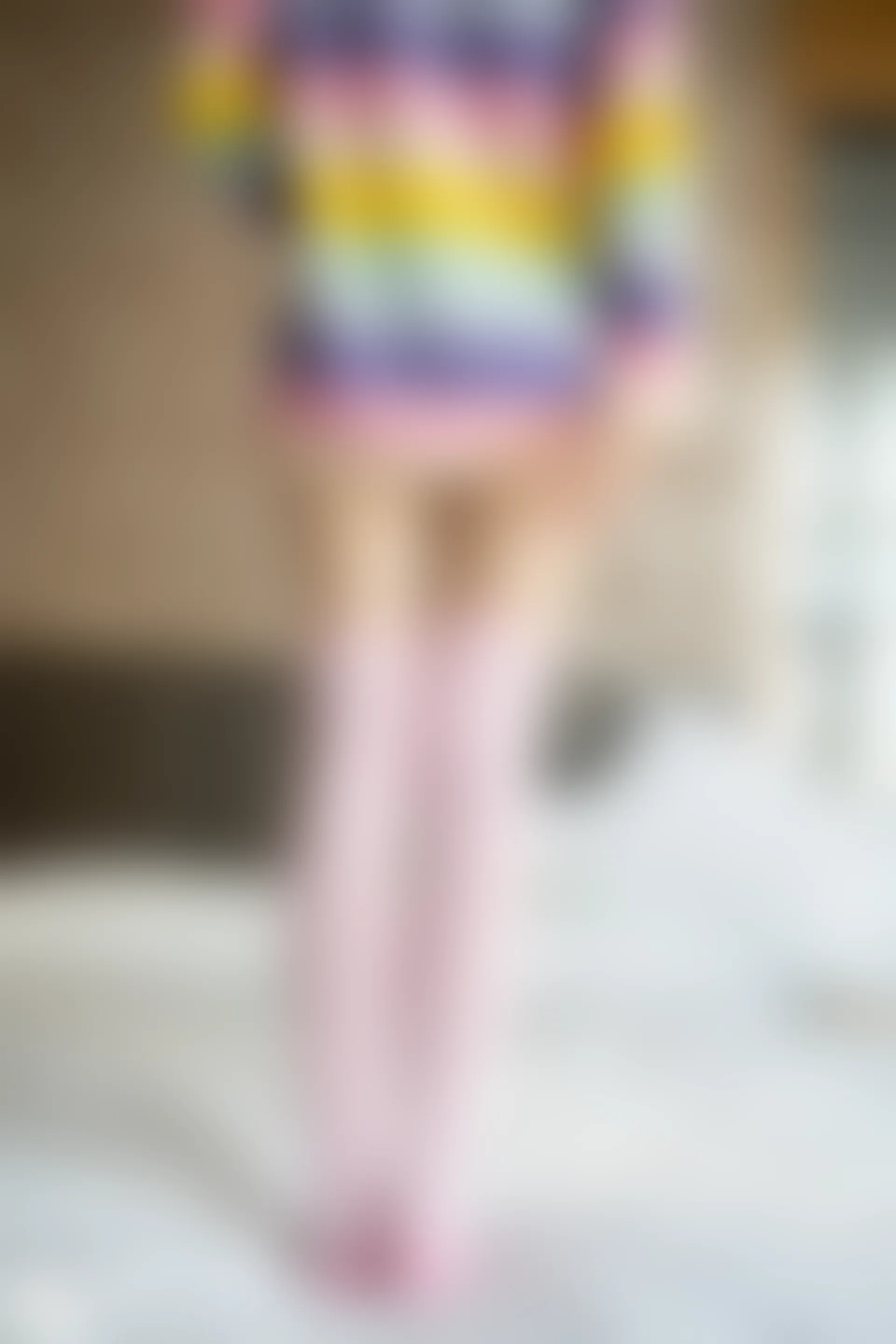 C42.002 粉白色条纹袜 [39P-74MB]